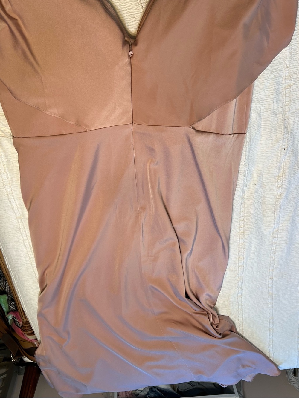 Elegant Dusty Rose V-Neck Twist Front Women's Dress - Picture 7 of 9